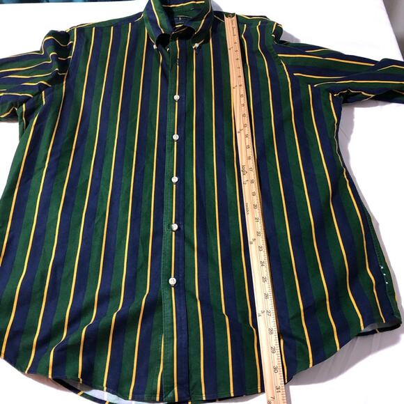Polo Ralph Lauren mens XL classic fit green blue gold striped Oxford button up - Picture 5 of 10